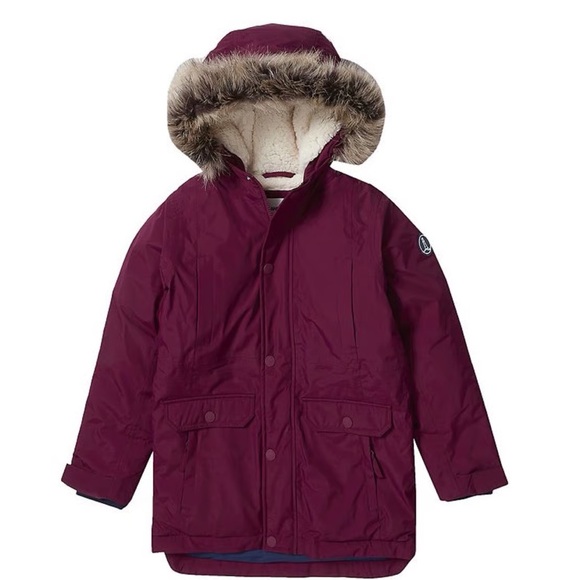 MAKE AN OFFER -LANDS END Expedition Waterproof Down Hooded Parka in Dark Magenta